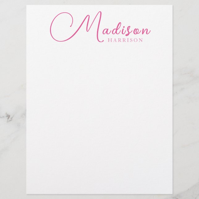 Any Colour - Script and Serif Name Letterhead Pape (Front)