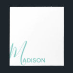 Any Colour Script & Block Name Personalized Notepa Notepad<br><div class="desc">PreppyPrint.com - Add your personalized touch to this notepad. Click "personalize" then "customize" to change the font colour and size to adjust for the right look for your name. Transfer this design onto the products of your choice too! Please visit my designer store,  PreppyPrint.com,  for coordinating items.</div>