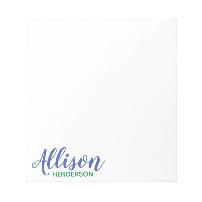 Any Colour - Script & Block Personalized Notepad (Front)