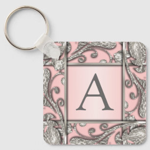 Any Colour Silver Lattice Monogram Keychain