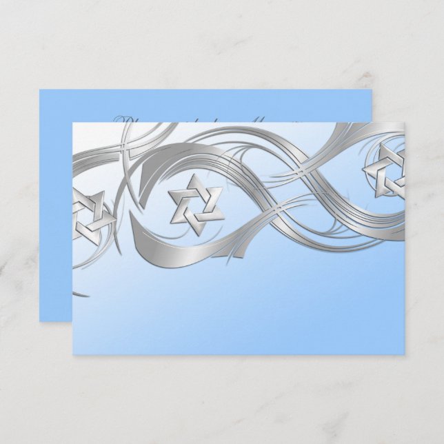 Any Colour Silver Star Swag Bat Mitzvah RSVP (Front/Back)