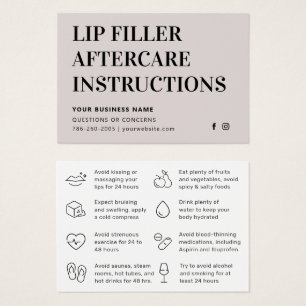 Any Colour Simple Lip Filler Botox Aftercare Card
