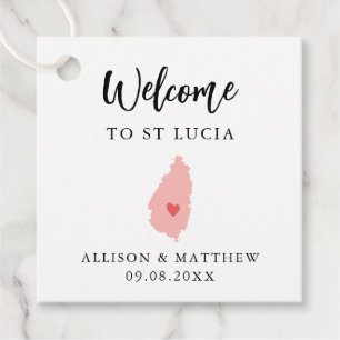 Any Colour St. Lucia Wedding Welcome Bag Favour Tags