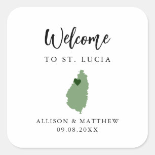Any Colour St. Lucia Wedding Welcome Bag Square Sticker