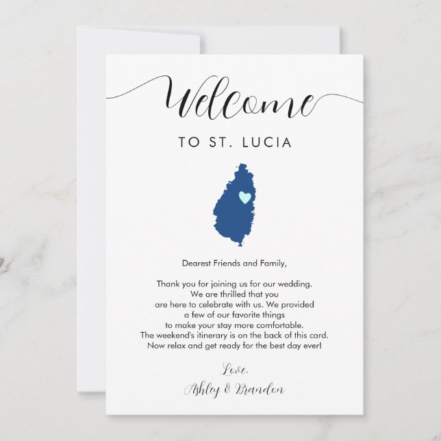 Any Colour St. Lucia Wedding Welcome Itinerary (Front)