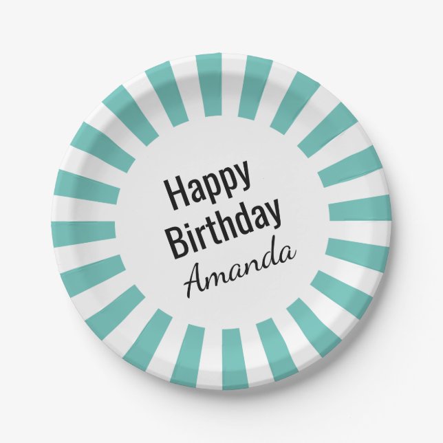 Any Colour Starburst Stripes Any Occasion Paper Plate (Front)