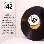 Any Colour Table Number Sticker for Vinyl Record<br><div class="desc">A retro vinyl record label decal sticker that you can apply to your own real vinyl record to use as a unique table number sign for your wedding. This fun round label decal features your initials in a distinctive monogram and your names, Whatever kind of music you love, this nostalgic...</div>