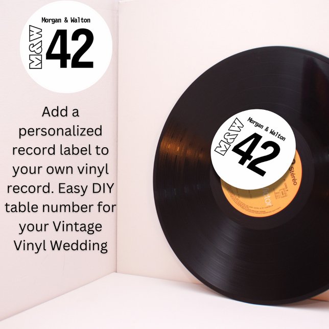 Any Colour Table Number Sticker for Vinyl Record (Custom personalized sticker decal label to apply to your own vinyl record)