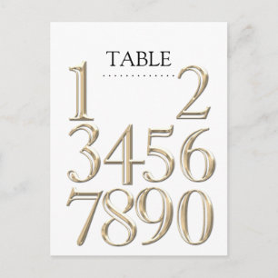 Any Colour Table Numbers Block Gold Postcard