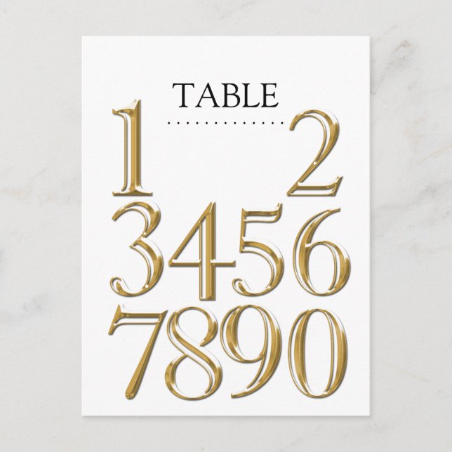 Any Colour Table Numbers Block Gold Postcard (Front)