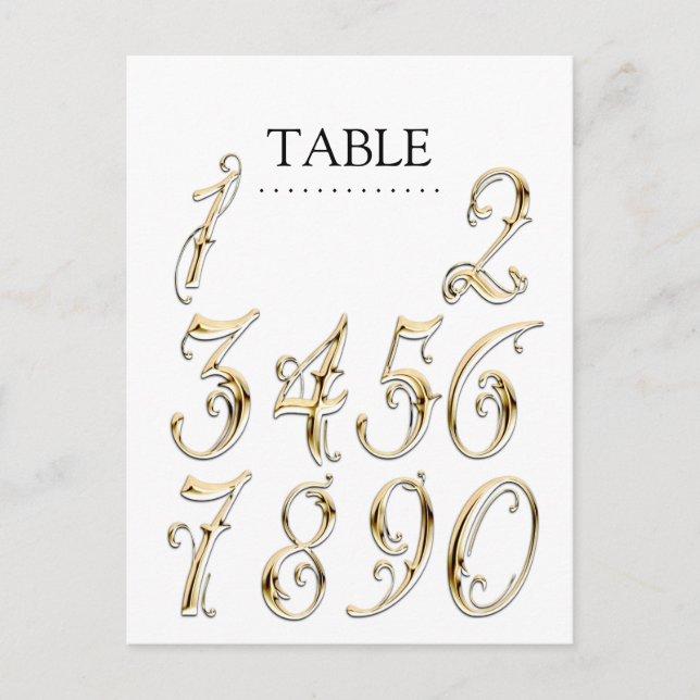 Any Colour Table Numbers Fancy Gold Postcard (Front)