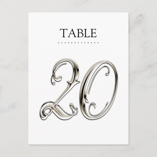 Any Colour Table Numbers Fancy Silver Postcard (Front)
