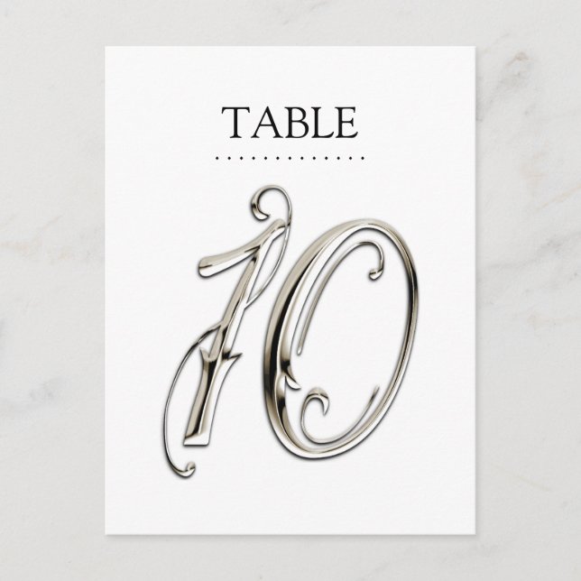 Any Colour Table Numbers Fancy Silver Postcard (Front)