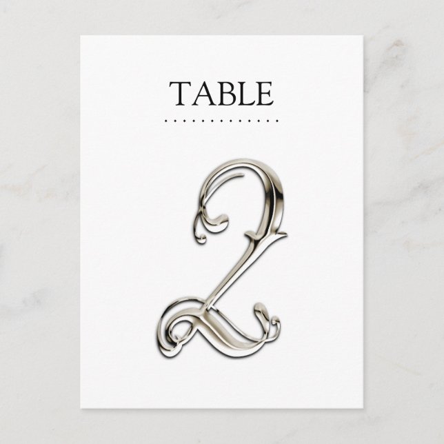 Any Colour Table Numbers Fancy Silver Postcard (Front)