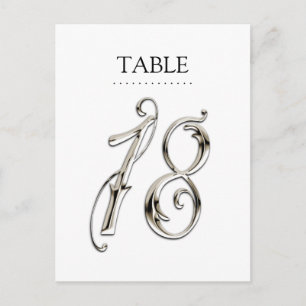 Any Colour Table Numbers Fancy Silver Postcard