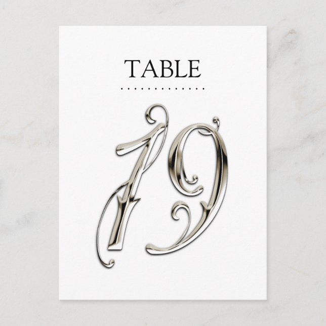 Any Colour Table Numbers Fancy Silver Postcard (Front)