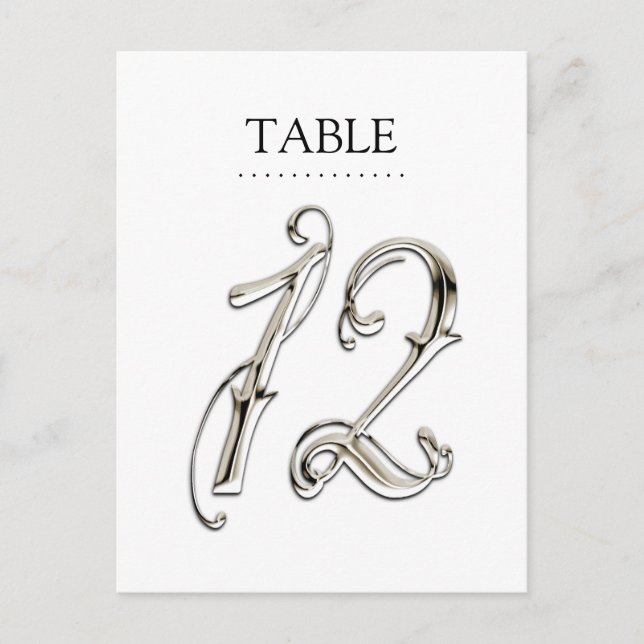 Any Colour Table Numbers Fancy Silver Postcard (Front)
