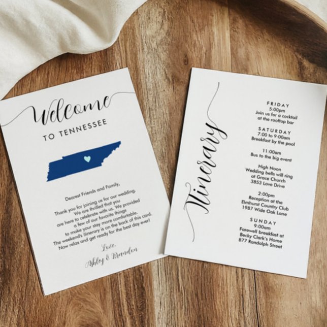Any Colour Tennessee Wedding Welcome Itinerary (Creator Uploaded)