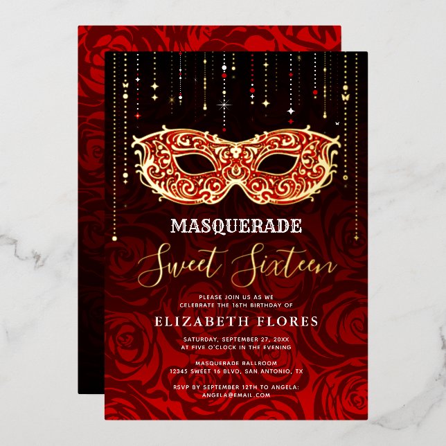 Any Colour Theme Sweet 16 Masquerade Birthday (Front/Back)