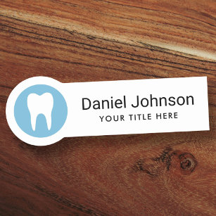 Any colour tooth logo modern dentist dental name tag