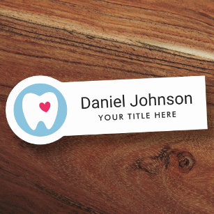 Any colour tooth logo red heart dentist dental name tag