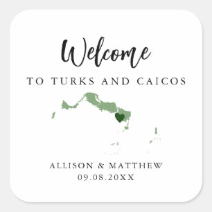 Any Colour Turks and Caicos Wedding Welcome Bag Square Sticker
