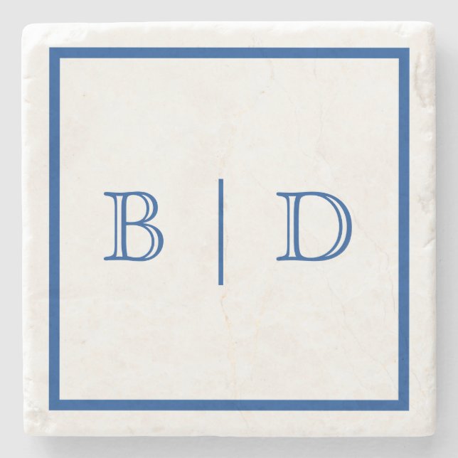 Any Colour - Two Letter Monogram Stone Coaster (Front)