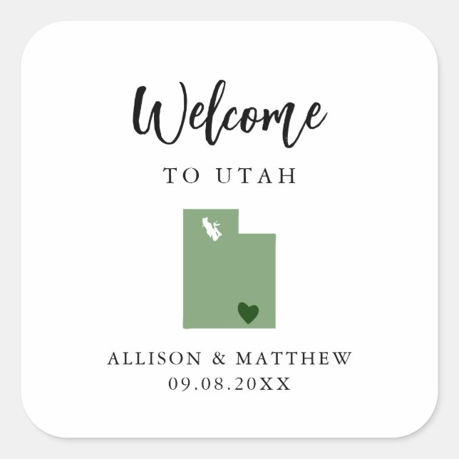 Any Colour Utah Wedding Welcome Bag Square Sticker (Front)