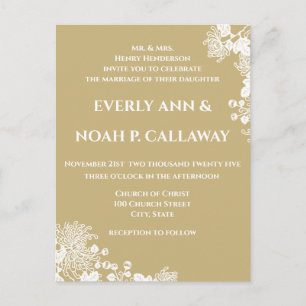 Any Colour Vintage Floral Wedding Invitation Postcard