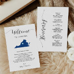 Any Colour Virginia Wedding Welcome Itinerary<br><div class="desc">This modern and elegant card is the perfect addition to your hotel welcome bags. Enter the main events and a customized note to help your guests navigate the weekend. The size allows you to enter all the information you need. Everything in this card is editable. To change colours or move...</div>