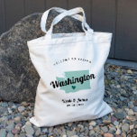 Any Colour Washington State Map Wedding Welcome Ba Tote Bag<br><div class="desc">Wedding weekend welcome gift bag for out of town guests to your wedding, featuring image of Washington State. You may edit the colours for any part of this design, as well as move the heart to the location of your wedding. To change colours, click personalize and then "edit using the...</div>