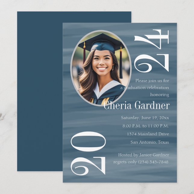 Any Colour Watercolor Wash with Photo Invitation (Front/Back)