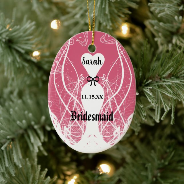 Any colour Wedding Gown Bridesmaid Christmas Ceramic Ornament (Tree)