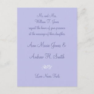 Any Colour Wedding Periwinkle Blue Invitation Postcard