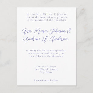 Any Colour Wedding Periwinkle Blue Invitation Postcard