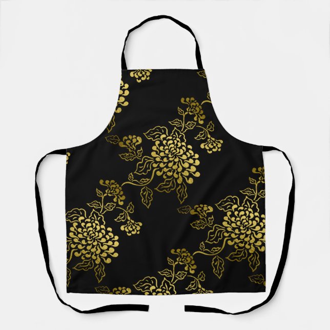Any Colour with Gold Chrysanthemum Apron (Front)
