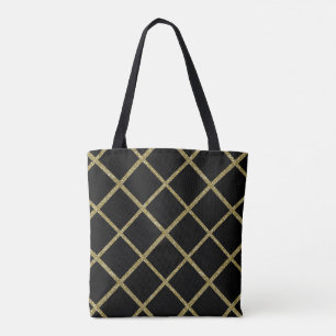Any colour with Gold Glitter Grid Tote Bag