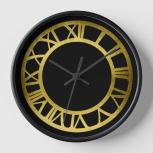 Any Colour with Gold Leaf Look Roman Numerals Wall Clock