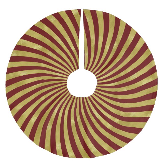Any Colour with Gold Spiral Stripes Brushed Polyester Tree Skirt (Front)