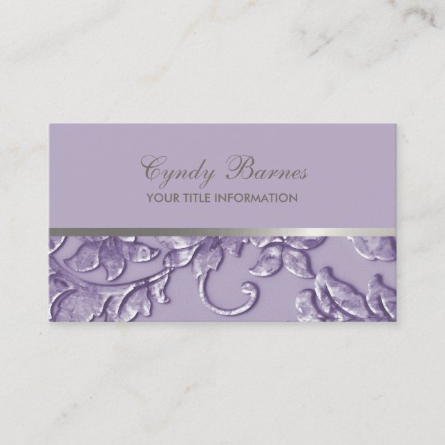 Any Colour with Lilac Damask Business Card (Front)