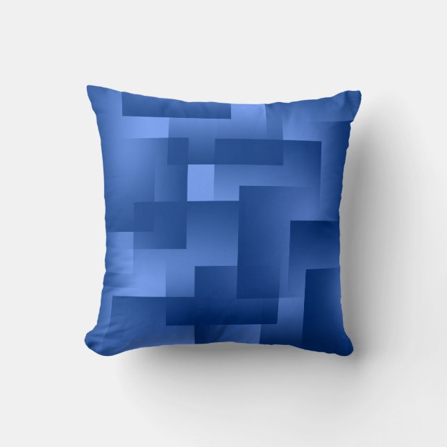 Any Colour with Navy Blue Gradient Blocks Throw Pillow (Front)