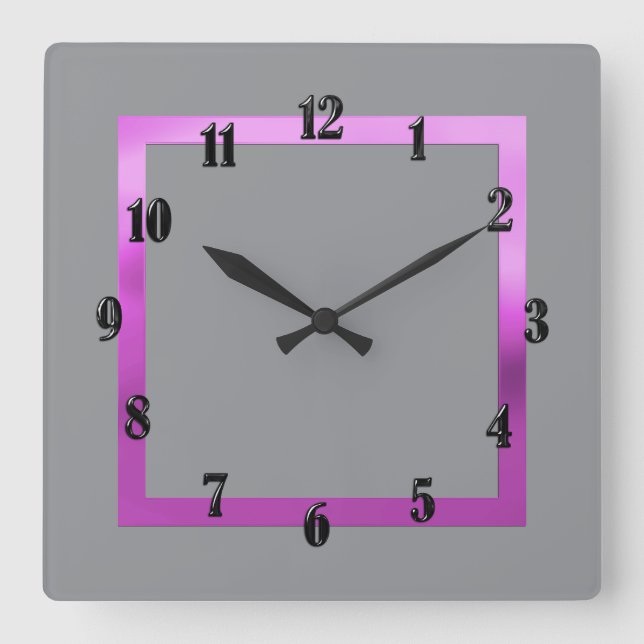 Any Colour with Purple Border Square Wall Clock (Front)