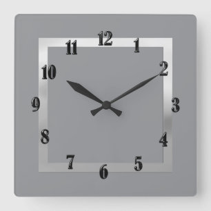 Any Colour with Silver Border Square Wall Clock