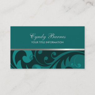 Any Colour with Teal Damask Business Card