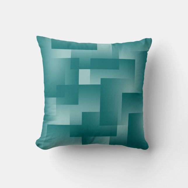 Any Colour with Teal Gradient Blocks Throw Pillow (Front)