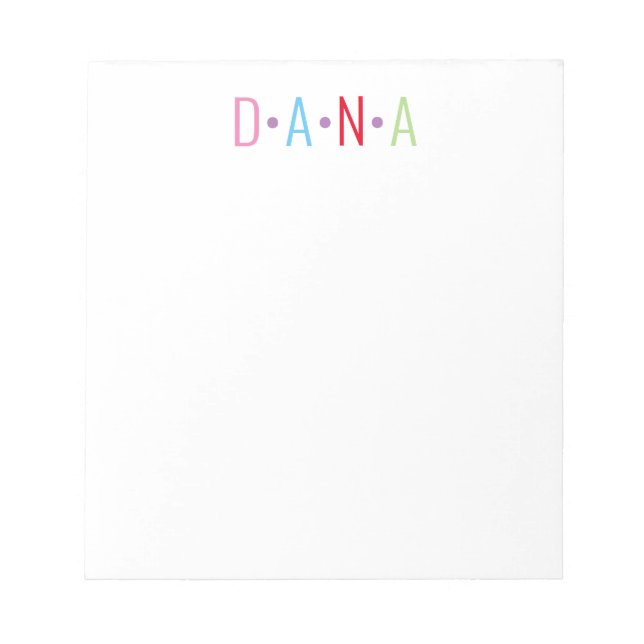 Any Colours - 4 Letters Name Dots Notepad (Front)