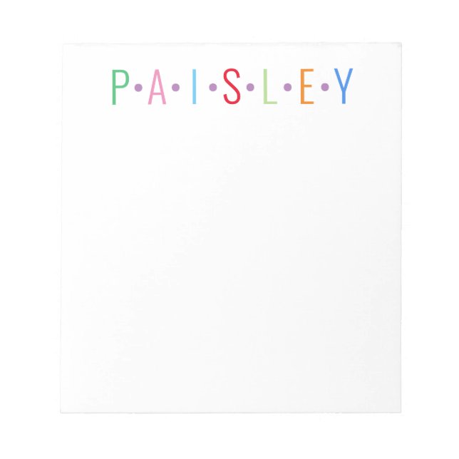 Any Colours - 7 Letters Name Dots Notepad (Front)