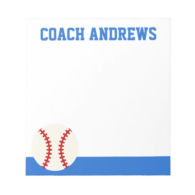 Any Colours Baseball Personalized Notepad (Front)