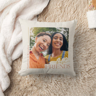 Any Colours Best Friends Typography Photo Throw Pillow