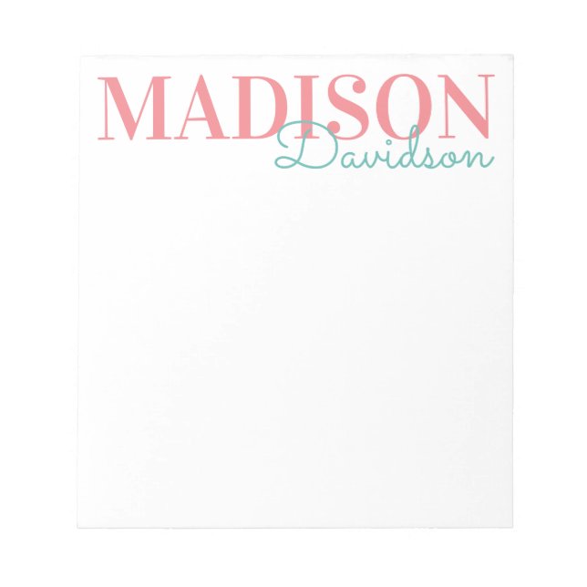 Any Colours Block Script Name Personalized Notepad (Front)